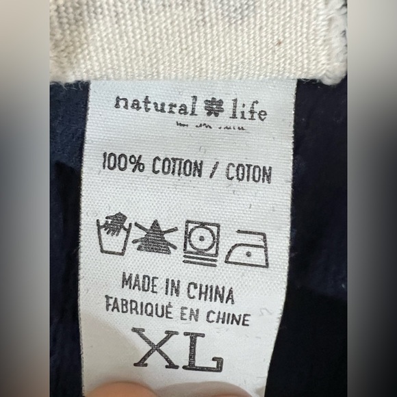 Natural Life Navy Blue Gauzy Cotton Lace Babydoll Short Sleeve Dress Size XL - Picture 6 of 9